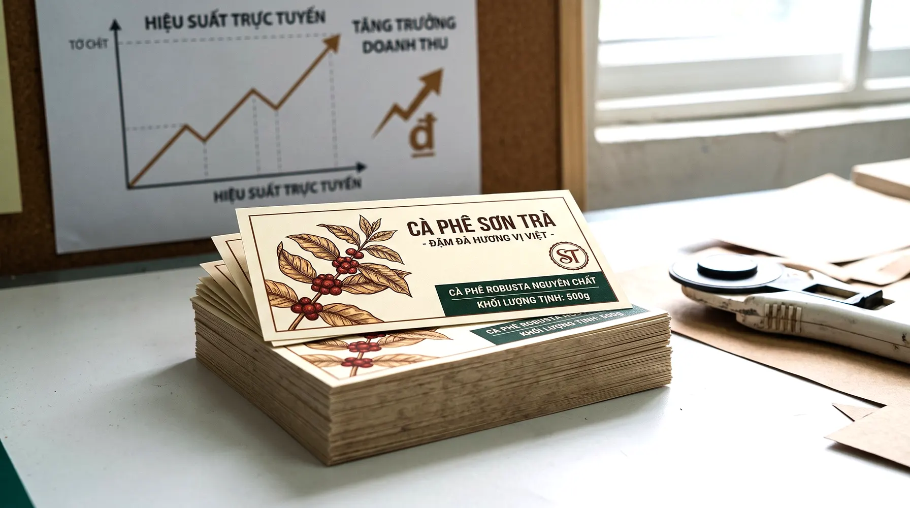 Tem nhãn decal giấy offset được dán trên một hũ thủy tinh đựng thực phẩm khô, thể hiện độ bám dính và chất lượng in rõ nét.
