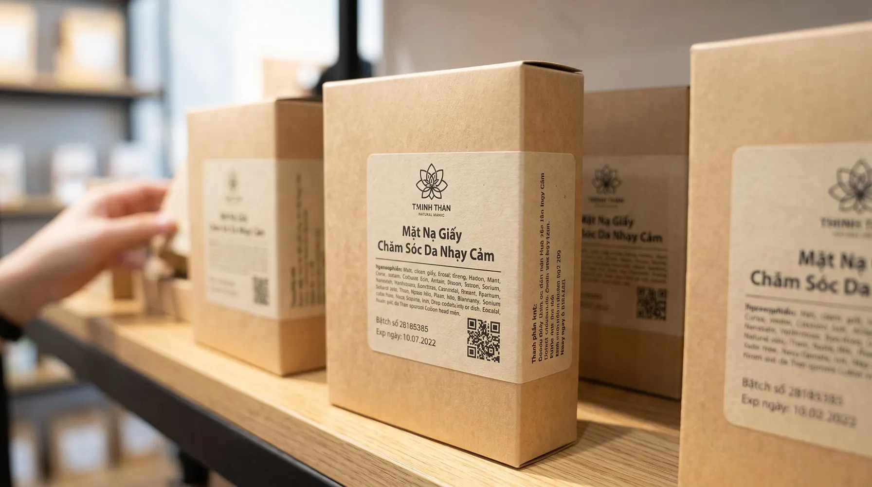 Sản phẩm cà phê với tem nhãn decal giấy Kraft